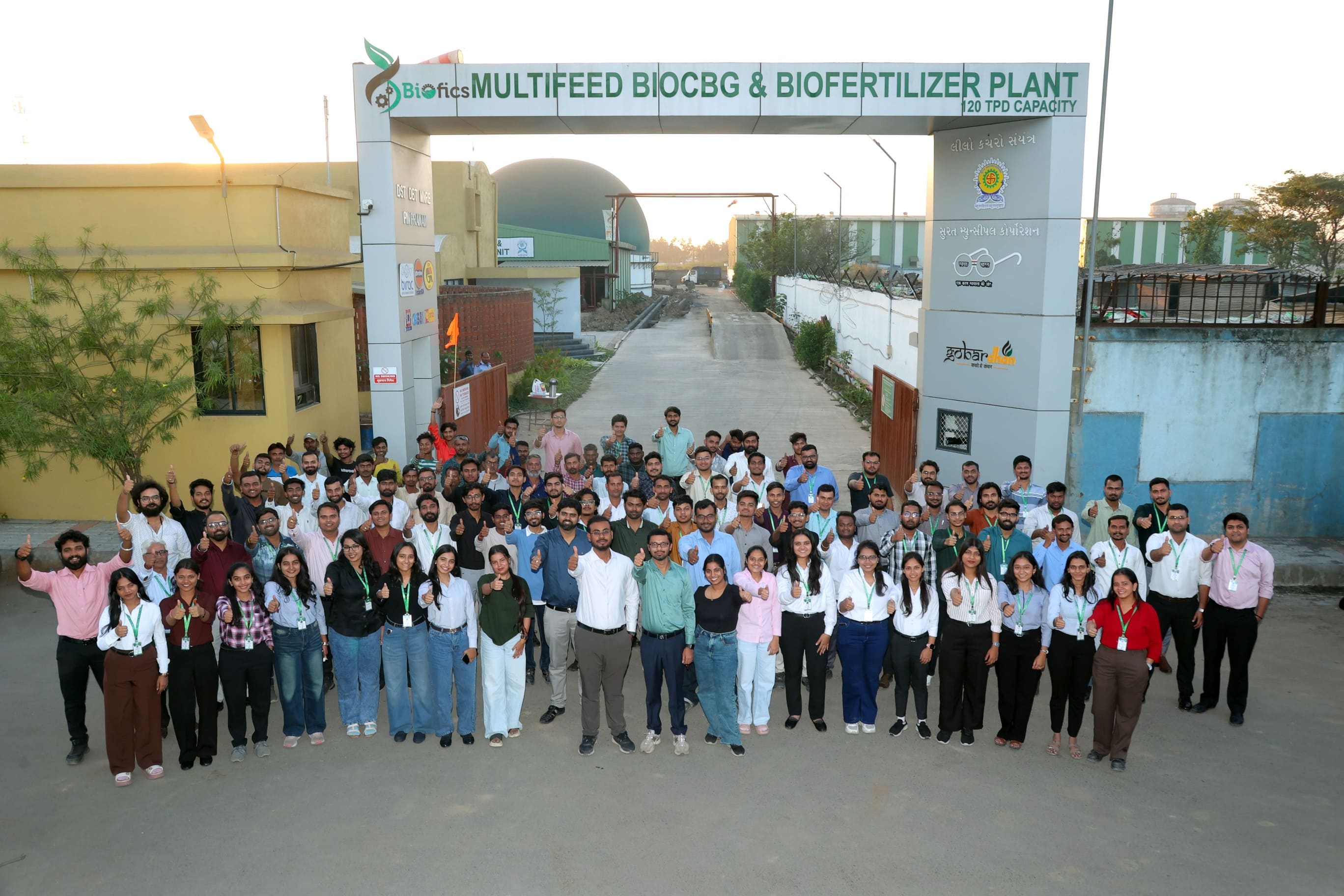 The Biofics team at a biogas facility